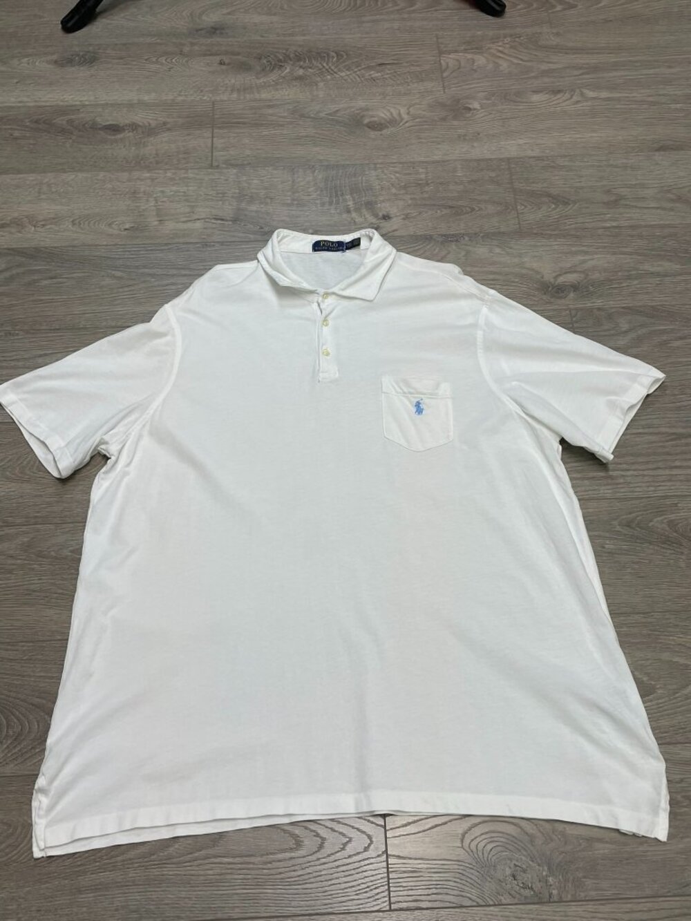 Polo Ralph Lauren White Pocket Polo Shirt Size XXL Blue Pony Logo Short Sleeve